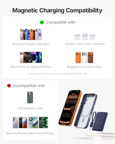 Image of INIU Slimmest Power Bank for MagSafe, 10000mAh Qi2.2 Certified 25W Wireless & 45W Wired USB C Fast Charging Portable Charger, Flight-Safe Travel Phone Magnetic Battery Pack for iPhone etc, Blue