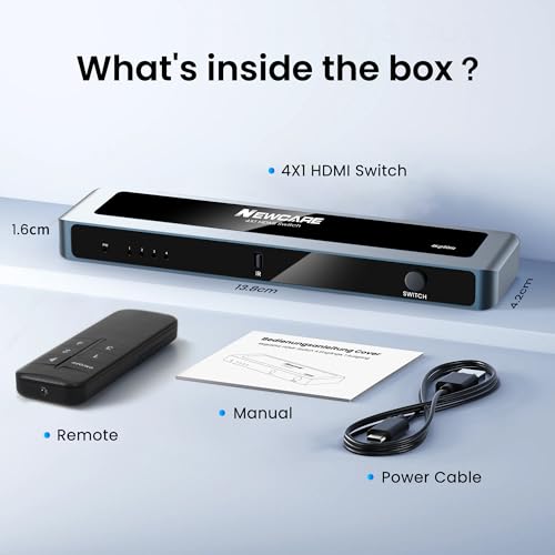 NEWCARE HDMI Switch 4 in 1 Out 4K@60Hz, Aluminum 4-Port HDMI Switcher Splitter with Remote, Supports HDR10 Dolby Vision HDCP 2.2 18Gbps 3D for TV PS5 Xbox Laptop Projector Fire Stick by NEWCARE - Image 9