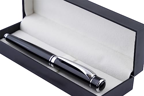 Image of amazon basics Ballpoint Pen with Case for Office, Home and Gifting (Black Body, Blue Ink)