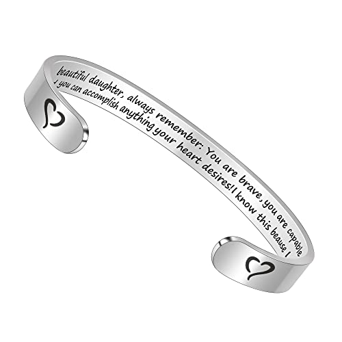 Btysun Bracelets for Women Mothers Day Bracelet Gifts from Daughter Inspirational Gifts for Women Graduation Gifts for Her Motivational Birthday Cuff Bangle Friendship Personalized Mantra Jewelry…
