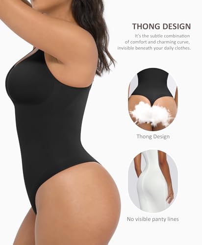 FeelinGirl Shapewear Bodysuit for Women Tummy Control Seamless Sculpting Snatched Waist Body Suit Body Shaper Thong2