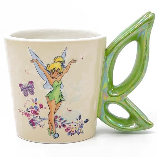 Disney Tinker Bell Ceramic Coffee Mug Cute Mug Featuring Tinker Bell with Iridescent Butterfly Design Collectible Coffee Cup Officially Licensed Gifts