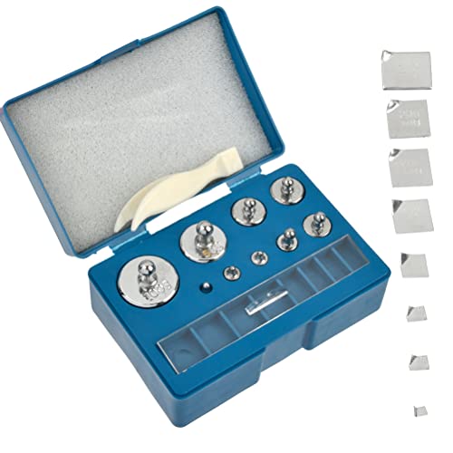 OTYMIOW Pesas de Calibración Juego 17PCS Unidades 10mg-100g Escala de Peso Calibración Peso de Gramos Escala de Calibración Peso de Calibración Acero Inoxidable para Microescalas Báscula de Equilibrio