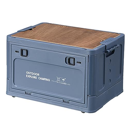 収納ケース 折りたたみ収納ボックス キャンプ用 コンテナボックス 30L 折りたたみ車用収納ケース 木製蓋付き 組立簡単 大容量 多機能 整理箱 家庭用 オフィス 車 寝室 衣装ケース