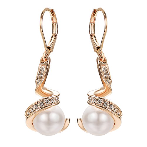 Vissen Boucles d'oreilles Femme Pendantes Perles Plaqué or Dormeuses Boucle oreille Pour Femme Fille Bijoux Cadeau