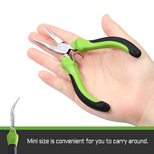 Image of Mini Bent Nose Pliers 5 Inch Bent Chain Nose Pliers Smooth Jaw Jewelry Making Handcraft Making Product Repair Handmade