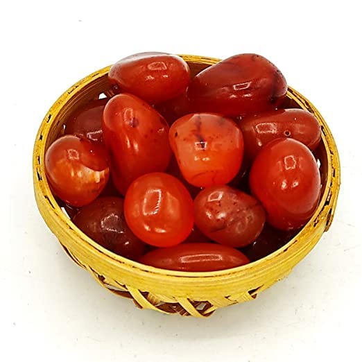 Nilkanth Agate Natural Red Carnelian Crystal Pebbles Tumbled Stones for Vastu Feng Shui Aura Chakra Reiki Healing (200 Grams)-image-3
