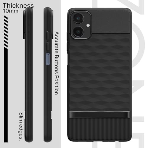 Image of Pikkme Back Cover for Samsung Galaxy A06 Camera Protection 3D Hexa Cube Design Silicone Protective Bumper Case (Black)