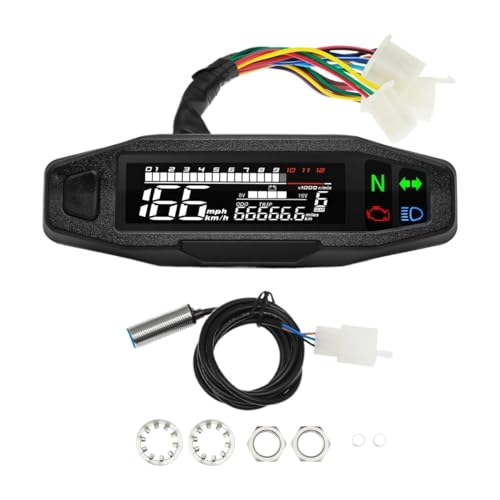 ゲージ オドメーター タコメーター オートバイ用ユニバーサルスピードメーター LEDデジタルダッシュボード Km/h MPH 走行距離計 メーター モーターゲージセンサー デジタル走行距離計