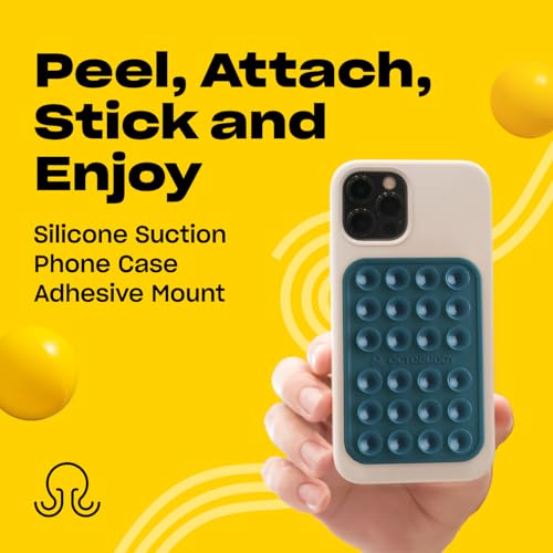 Image of OCTOBUDDY Classic MAX - Silicone Suction Phone Case Adhesive Mount - Hands-Free, Strong Grip Holder for Selfies and Videos - iPhone and Android Compatible - 2.6″ x 3.9″, Teal