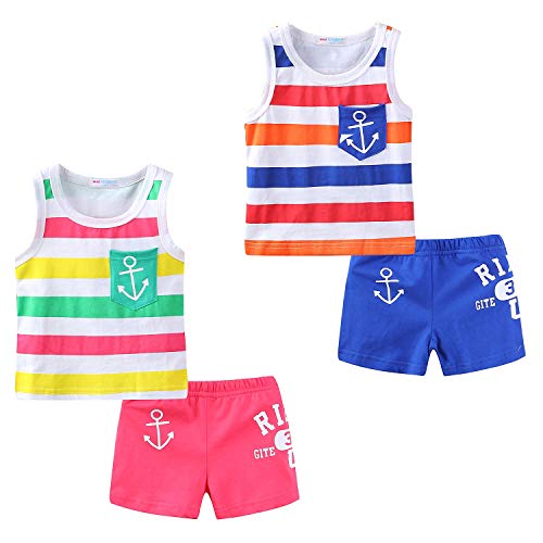 Image of Mud Kingdom Little Boys Summer Outfits Cute Cartoon Printing Tank Top Sets