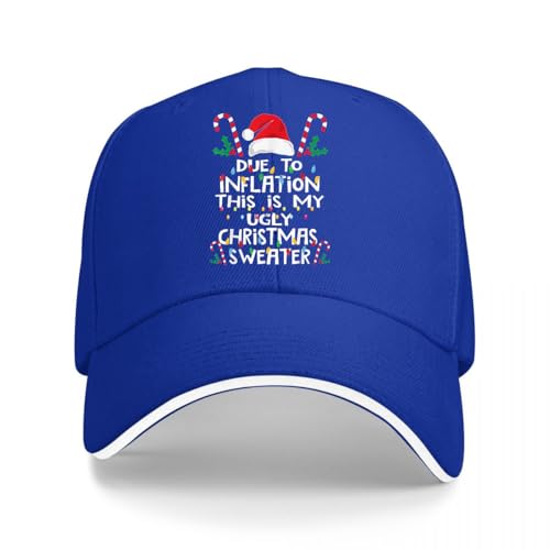 Funny Due to Inflation Ugly Christmas Sweaters for Men Women Baseball Cap, bleu, Taille unique