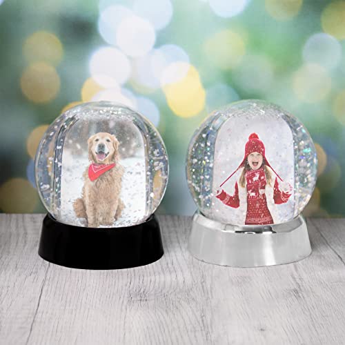 Mini Photo Snow Globe with Silver Base