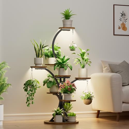Plant Stand Indoor with Grow Lights - 8 Tiered Tree-Shaped 46.3