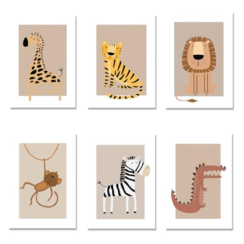 Set de Cuadros Infantiles para habitación bebé, Set de 6 Pósters Habitación Infantil, Decorativas Infantiles para Cuadros Habitacion Bebe, Poster para decoración Pared Dormitorio (13X18CM Sin Marco)