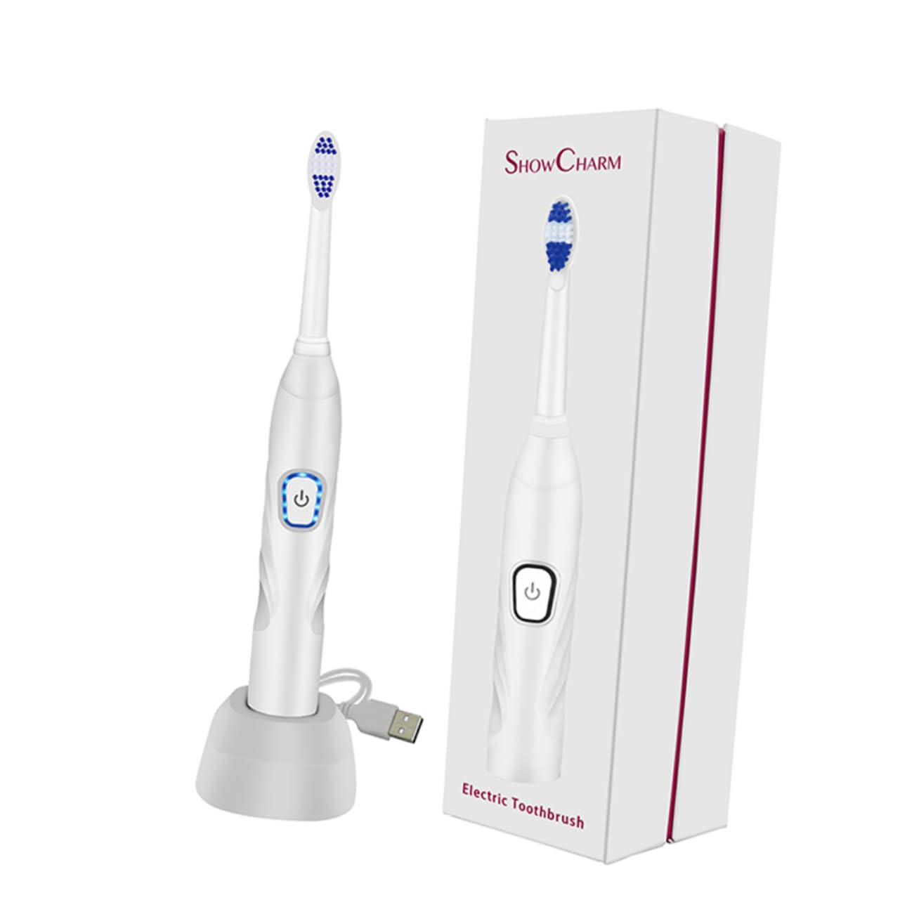 Beavorty 2 Pack Children's Electric Toothbrush Charging Vibration Toothbrush Bristle Waterproof for Home 3 Modes Timer
