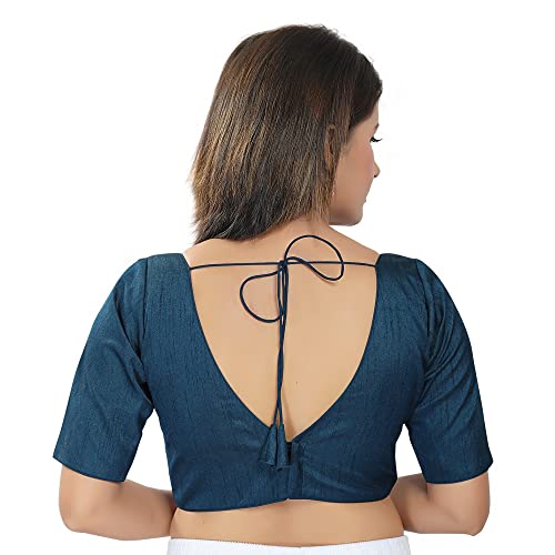 Image of Vamas Women's Silk Padded Self Design Half Sleeve Readymade Saree Blouse (VFJ-140)