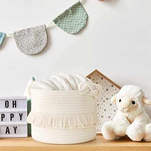 INDRESSME Aufbewahrungskorb Baumwoll Seil Korb Wäschekorb für Kleidung Decken im Wohnzimmer Speicher von Spielzeug Kissen im Kinderzimmer, D24 × H18 cm - 7