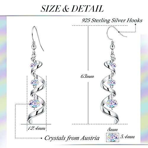 Sllaiss 925 Sterling Silver Dangle Earrings Austria Crystal 18K White Gold Drop Earrings for Women Tassel Earrings for Anniversary Birthday4
