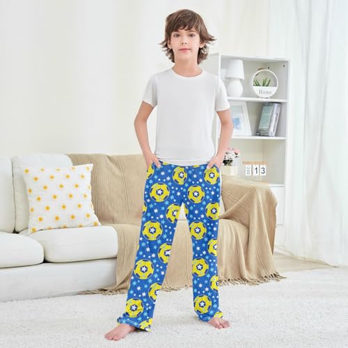 Pajama Pants Yellow Soccer Star Long Sleep Pants Lounge Bottoms4