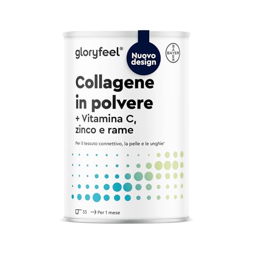 Collagene in Polvere, Collagene puro 500 g, 12500 mg di idrolizzato di collagene, Peptidi di Collagene di marca GELITA AG (Tendoforte®, Fortigel®, Verisol®), con Vitamina C, Bio-Antiossidante Pelle