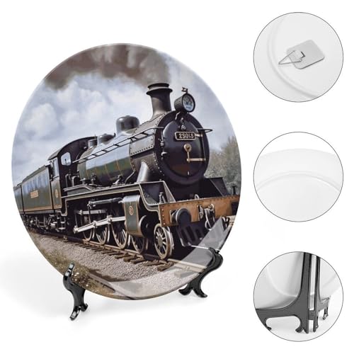 Plato Decorativo Locomotora a Vapor de Porcelana 6 Pulg miniatura 4