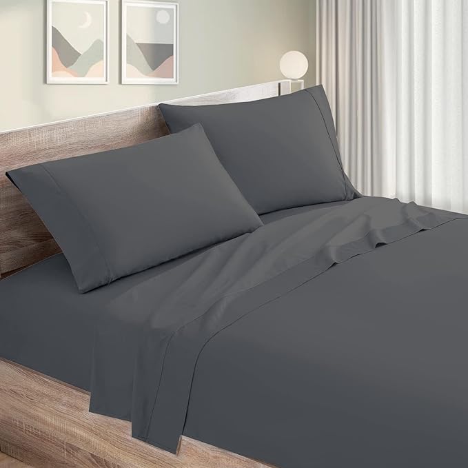 Bedsheet Microfiber with 2 Pillow Cover chadar - Soft and Breathable - Wrinkle Free Flat Sheet with 2 Pillow Cases - Single Bed Sheet-Fade Resistance bedsheets for Single Bed - Dark Grey_Single (B08R3C1XH3) Amazon Price History, Amazon Price Tracker