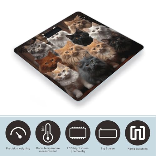 Báscula digital Cat Collection para baño 26x26 cm vidrio templado miniatura 3