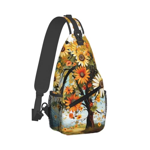 Mochila de costado para caminata con diseño floral