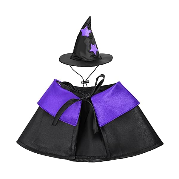Dxhycc halloween pet costume cat wizard costume funny wizard cat clothes cloak and wizard hat for small dogs cats outfits - image 5