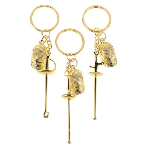 Équipement d'escrime miniature avec 3 porte-clés dorés de sport