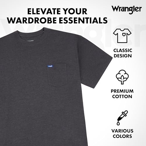 Wrangler Big and Tall T-Shirts for Men - 2 Pack Cotton Tee with Chest Pocket3