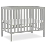 Dream On Me Edgewood 4-in-1 Convertible Mini Baby Crib in Cool Grey GreenGuard Gold & BSA, Non-Toxic, Compact 40×25×33″ Design, Converts to Mini Daybed & Twin Bed (Rails to Buy) 1″ Mattress Pad