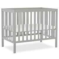 Dream On Me Edgewood 4-in-1 Convertible Mini Baby Crib in Cool Grey