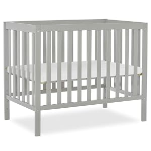 Dream On Me Edgewood 4-in-1 Convertible Mini Baby Crib in Cool Grey, GreenGuard Gold & JPMA, Non-Toxic, Compact 40×25×33″ Design, Converts to Mini Daybed & Twin Bed, 1″ Mattress Pad | Includes Mattress Pad, 3-Position Mattress Support, BSA Verified, ASTM/CPSC Tested, 50 Lb Limit, Non-Toxic Finish, Cool Grey