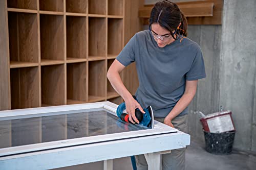 Bosch Professional 12V System Akku-Schwingschleifer GSS 12V-13 (kompatibel mit Bosch Click & Clean System, inkl. 3 x Schleifplatte, 3 x Schleifblatt, Staubbeutel, Lochwerkzeug, in L-BOXX), Blue – Bild 5