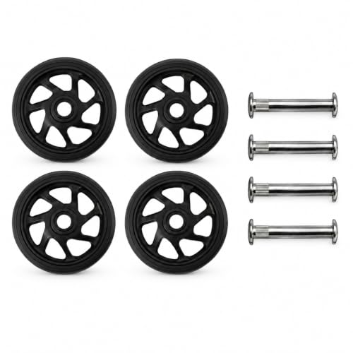 Image of 5 cm 360 Swivel Suitcase Wheels Replacement | Trolley Bag Wheel Set of 4 with Screws | Detachable Wheels for Luggage | Travel Caster Repair Kit