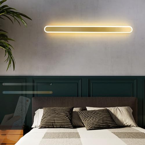 Lámpara de pared LED interior regulable de 80cm en color oro con mando a distancia para casa
