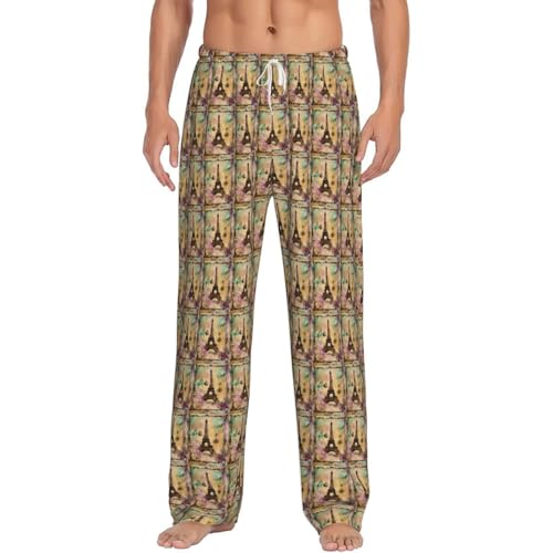 Pantalon de pyjama homme Tour Eiffel en coton doux pour la nuit