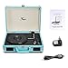 Vinyl Stereo Blue Record Player 3 Speed Portable Turntable Suitcase Built in 2 Speakers RCA Line Out AUX Headphone Jack PC Recorder