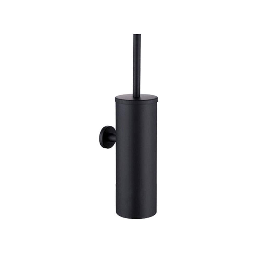 Brosse de toilettes en acier inoxydable avec support noir mat résistant