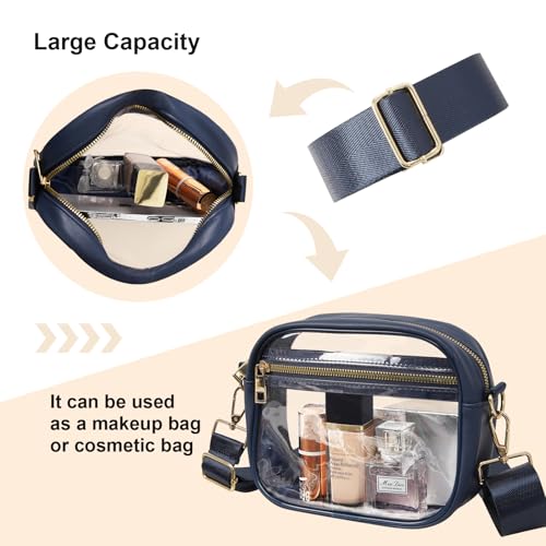 Image of Fibrdoo Clear Bag Stadium Approved, Leather Clear Crossbody Purse Bag for Concerts Sports Events Festivals