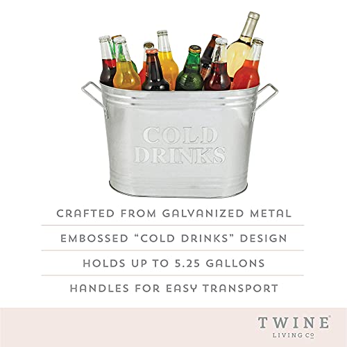 Twine Insulated Drink Beverage Tub - Galvanized Metal Bucket Cooler For Beer & Wine Perfect For Home Parties Holds 5.35 Gallons #TOP1