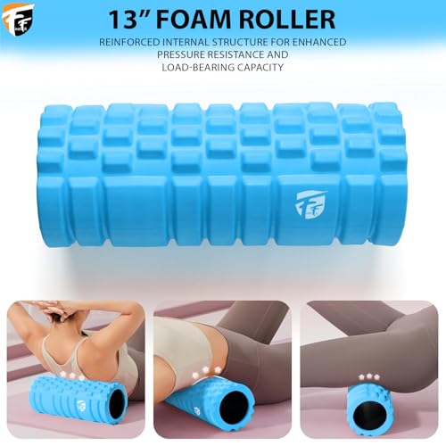 Image of FirstFit Foam Roller for Deep Tissue Muscle Massage Exercise Fitness and Pain Relief Equipment-Sky Blue