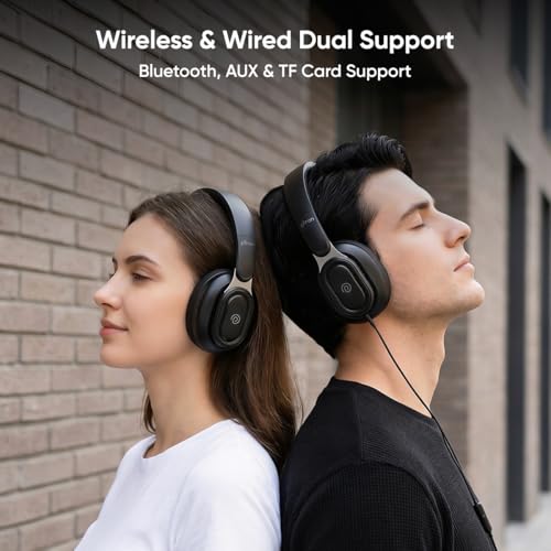 Image of pTron Studio Urban V2, 40dB ANC Wireless Over-Ear Headphones, 65Hrs Playtime, Dual-device Pairing, 40mm Bass Drivers, TruTalk AI-ENC Calls, Custom EQ, 3.5mm Aux, Bluetooth v6.0, Type C Charging (Onyx)
