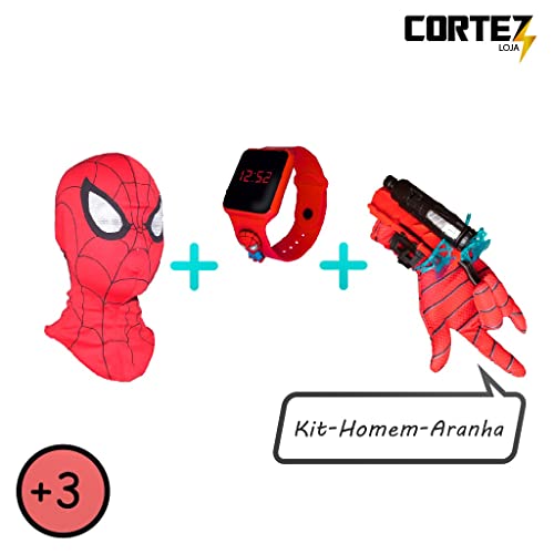 Máscara, luva lança-dardos e relógio infantil Homem-Aranha Spider-man