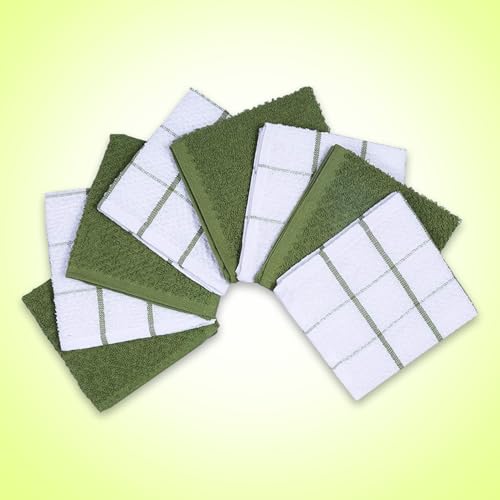 AMOUR INFINI Kitchen Dish Cloths Set of 8 – Highly Absorbent, Super Soft Terry Cotton Dishcloth (12"x12" Inch) Wash & Cleaning Cloths for Kitchen & Dishwashing (Green) - Image 5
