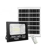 YASTA Faretto LED da Esterno Solare 200W PRO Faro LED SMD Alta Luminosità con Pannello Solare Sensore Crepuscolare e Telecomando IP67 Luce Fredda Indicatore di Carica Giardino Garage Cortile