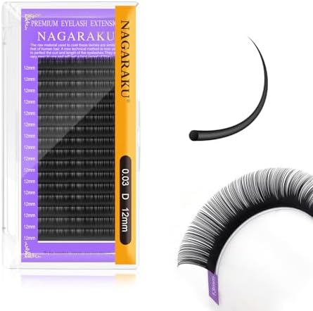 NAGARAKU Classic Individual Lash Extensions 0.03 D 12mm For Mega Volume