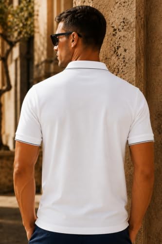 Image of Louis Philippe Men's Regular Fit Active Stretch Fabric Light Weight & Breathable Fine Knit Pique Fabric Half Sleeve Solid Polo Tshirt
